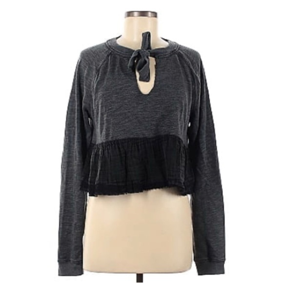 Free People Tops - Free People Long sleeve top size Medium Gray/Black